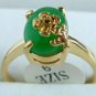 2 colors! lady's exquisite light green/green jade flower 18KGP ring #7,8,9 exit