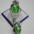 3 colors!fine green/pink/blue opal bead CZ pendant ring #7,8,9 free shipping