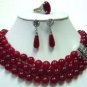 6 colors! 3/5 row green/red/yellow jade blue opal necklace earring/ring set