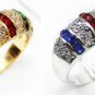 2 colors! lady's noblest mixed blue red green Zirconia bead 18KGP ring #6,7,8,9
