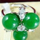 11 colors! 8mm green/purple/blue/red jade/black agate 18KGP CZ ring US #6,7,8,9