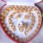 charming 6*8mm white opal stone 18KGP necklace bracelet earring ring set