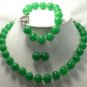 4 colors! noblest 12mm green/pink/red/blue jade necklace bracelet earring set