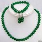 4 colors! charm 8mm green/pink/purple jade necklace bracelet earring set
