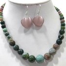 4 colors! nice green/red/purple jade /agate necklace earring set