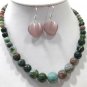 4 colors! nice green/red/purple jade /agate necklace earring set