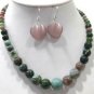 4 colors! nice green/red/purple jade /agate necklace earring set