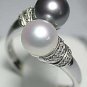 5 colors! fancy twins 8mm white/pink/yellow/black shell pearl 18KGP ring #7,8,9,
