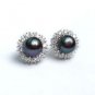3 colors! Charm cultured 8-9mm white/black pearl stud earrings free shipping