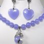 3 color! fine purple/red jade necklace +dragon pendant & heart jade earrings set