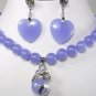 3 color! fine purple/red jade necklace +dragon pendant & heart jade earrings set