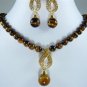 4 color!fine 10mm red/green jade /tiger eye stone necklace +pendant earring set