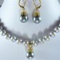 4 color!gray/black pearl &black agate/tiger eye stone necklace pendant earrings