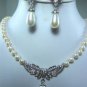 10color!white/black pearl &green/red jade shell necklace pendant earring set