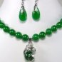 6color!blue/yellow/green jade/black agate/tiger eye necklace +dragon pendant set