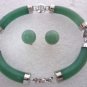 3 colors! beautiful 18 KGP lady's green jade bless bracelet /+ earring set