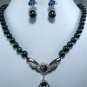 4 colors!fancy white/pink/black pearl necklace &shell/jade pendant earring set