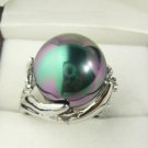 Charming 14mm white gray black red yellow red shell pearl 18KGP ring(#6,7,8,9)