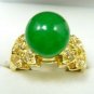 5 colors!stunning 10mm green/purple/blue/black jade 18KGP ring US size 7,8,9