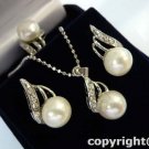 4 color-fine pink/black shell pearl/ white pearl 18KGP earring ring/pendant set