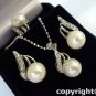 4 color-fine pink/black shell pearl/ white pearl 18KGP earring ring/pendant set