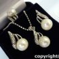 4 color-fine pink/black shell pearl/ white pearl 18KGP earring ring/pendant set