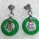 3 colors! lady's lovely Annular green jade bless happy stud dangle earring