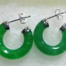 2 colors! lady's stunning Annular green/purple jade stud dangle earrings
