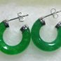 2 colors! lady's stunning Annular green/purple jade stud dangle earrings