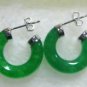 2 colors! lady's stunning Annular green/purple jade stud dangle earrings