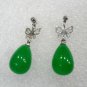 2 colors! lady's fancy fine Gourd-shaped green/purple jade stud earring