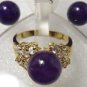 2 colors- beautiful lady's 10mm Amethyst 18KGP ring #7,8,9 & earring set