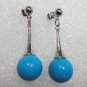 2 colors! lady's fancy 12mm blue shell pearl/black agate stud dangle earrings