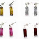 7colors!fine Rectangle white/pink/purple/red/blue/yellow Cubic zirconium earring