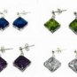 6 colors!fine Rhombic white/pink/purple/green/blue/black Cubic zirconium earring