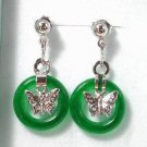 Lovely lady's butterfly green /red /purple/ blue jade circle stud dangle earring