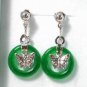 Lovely lady's butterfly green /red /purple/ blue jade circle stud dangle earring