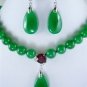 6 colors!fine green/purple/red/blue jade/pearl necklace CZ pendant earrings set