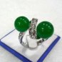 6 color-fine twins 10mm green/purple jade black agate bead 18KGP ring #7,8,9