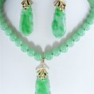 5 colors! fancy green jade -white pearl necklace +cabbage jade pendant earrings