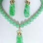 5 colors! fancy green jade -white pearl necklace +cabbage jade pendant earrings