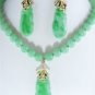 5 colors! fancy green jade -white pearl necklace +cabbage jade pendant earrings