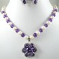 5 colors! white pearl pink jade/black agate Amethyst necklace+zircon pendant set