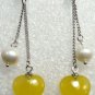 8 colors! white pearl/green/red jade & heart purple/yellow jade dangle earring