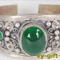 Fine handmade tibet silver green purple jade red coral cuff bangle bracelet