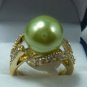 Noblest 12mm white pink gray black red green blue coffee shell pearl 18KGP ring