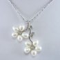 Beautiful cultured white pink pearl 18KGP flower pendant free shipping