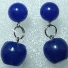 6 color! fancy green/red/blue/yellow/purple/pink apple jade stud dangle earrings