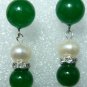 10 color! charm handmade white pearl & green/blue/red jade Amethyst stud earring