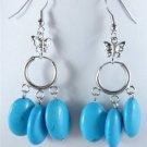 12 color! charm turquoise/green jade/red jade white/black pearl dangle earring